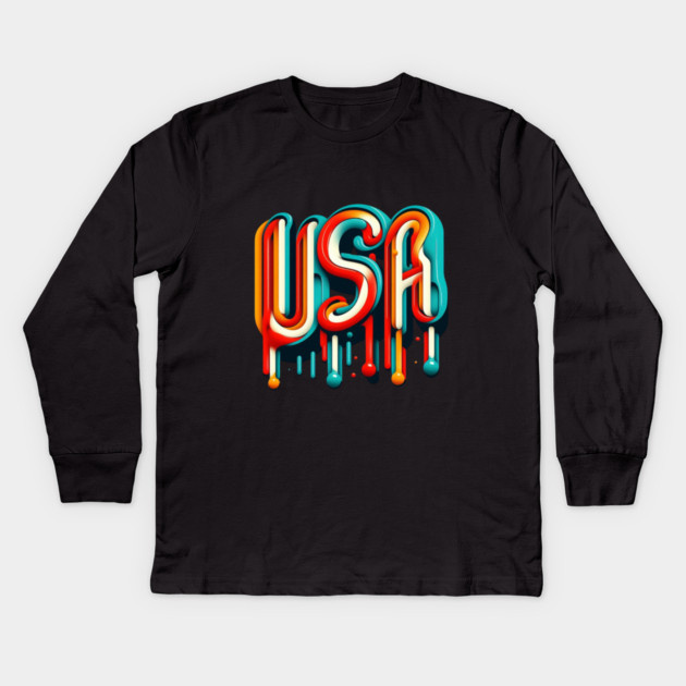 Vintage USA: A Retro Tribute to American Spirit Kids Long Sleeve T-Shirt by Ben's Store 1