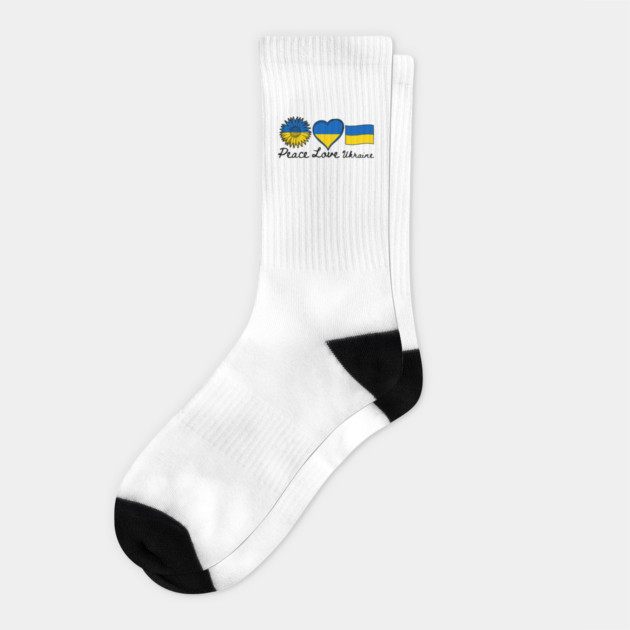 Peace Love Ukraine Socks by Creatifly Graphic Tees