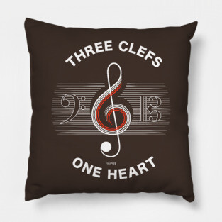 Three Clefs, One Heart. Dark Harmony Pillow