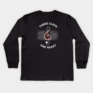 Three Clefs, One Heart. Dark Harmony Kids Long Sleeve T-Shirt