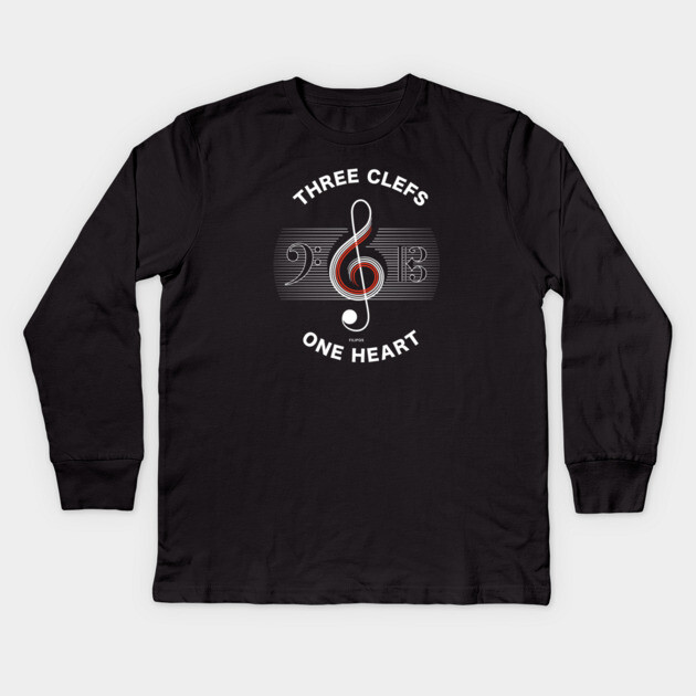 Three Clefs, One Heart. Dark Harmony Kids Long Sleeve T-Shirt by filiposwear
