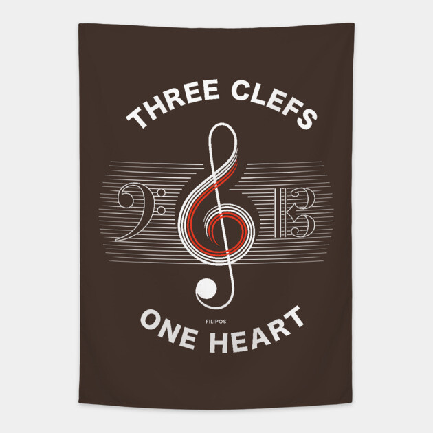 Three Clefs, One Heart. Dark Harmony Tapestry by filiposwear