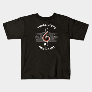 Three Clefs, One Heart. Dark Harmony Kids T-Shirt