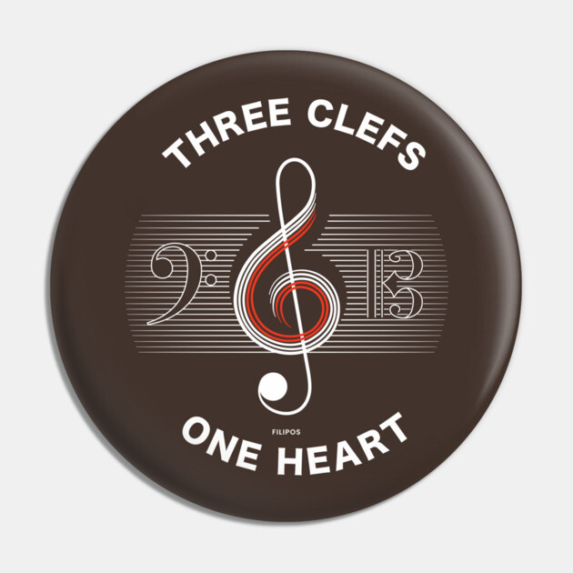 Three Clefs, One Heart. Dark Harmony Pin by filiposwear
