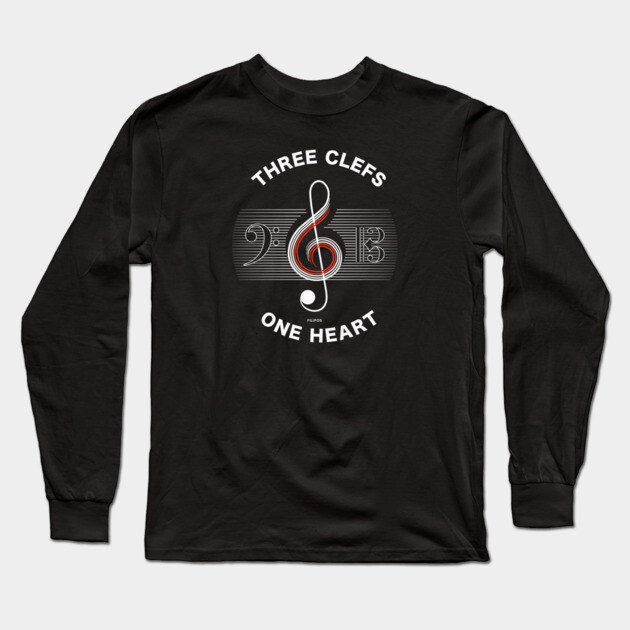 Three Clefs, One Heart. Dark Harmony Long Sleeve T-Shirt by filiposwear
