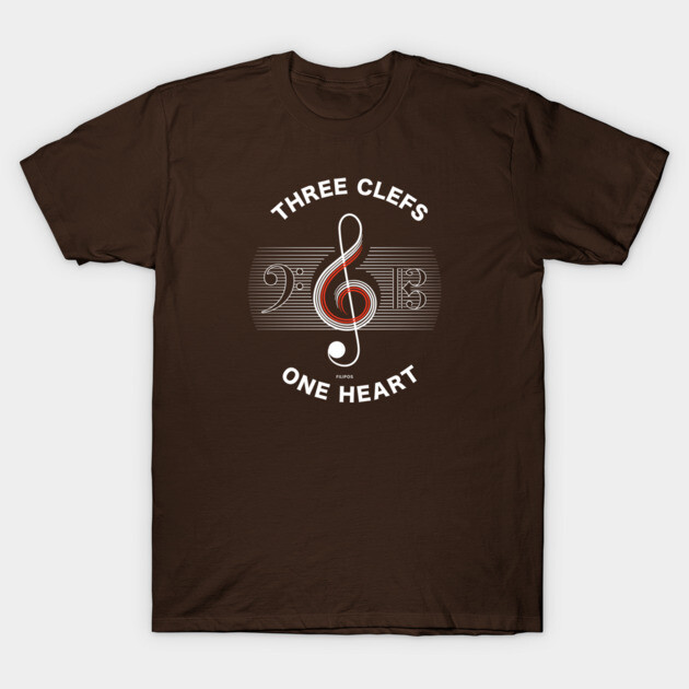 Three Clefs, One Heart. Dark Harmony T-Shirt by filiposwear