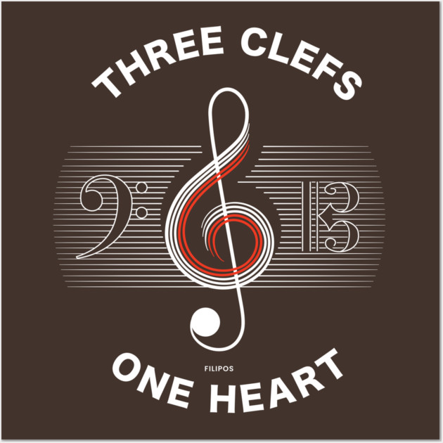 Three Clefs, One Heart. Dark Harmony Wall Art by filiposwear