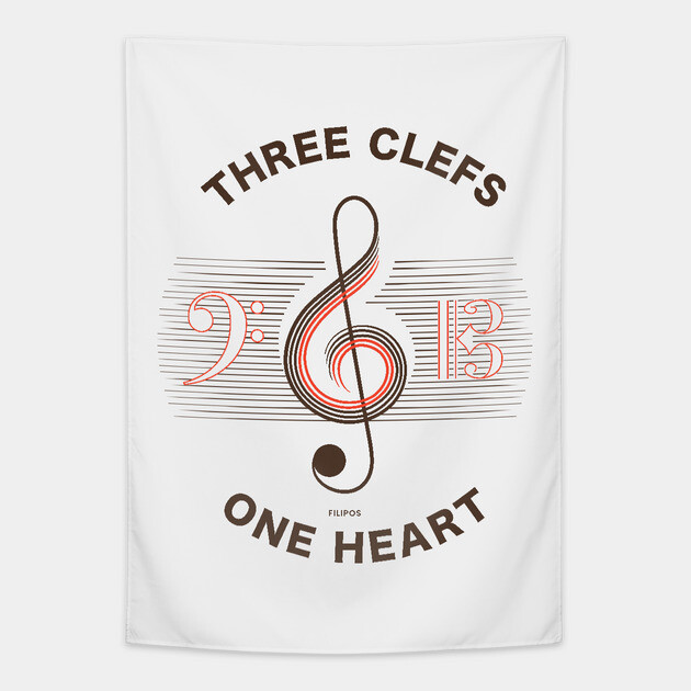 Three Clefs, One Heart. Light Harmony Tapestry by filiposwear