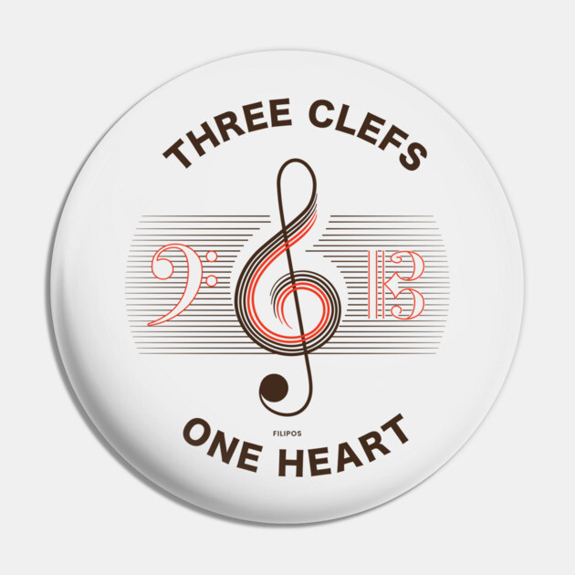 Three Clefs, One Heart. Light Harmony Pin by filiposwear