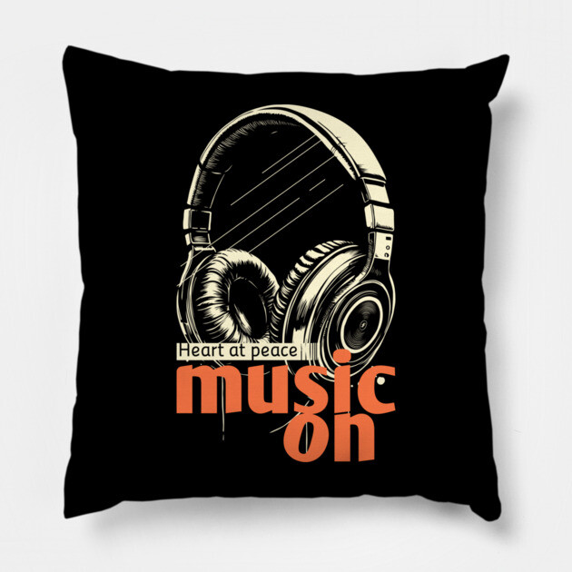 Headphones On. Heart at Peace Pillow by filiposwear