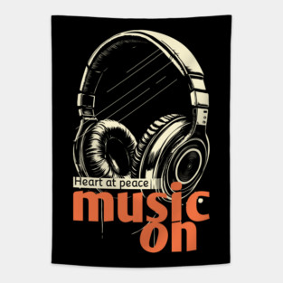 Headphones On. Heart at Peace Tapestry