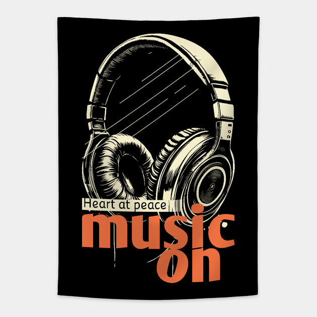 Headphones On. Heart at Peace Tapestry by filiposwear