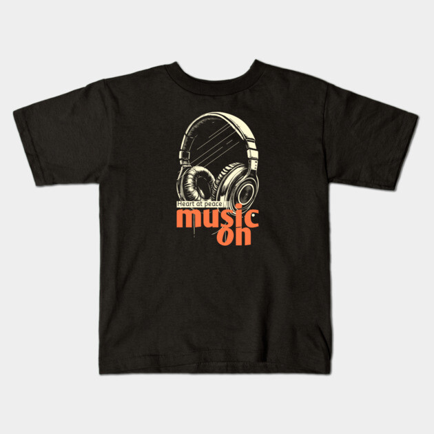 Headphones On. Heart at Peace Kids T-Shirt by filiposwear