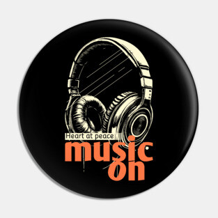 Headphones On. Heart at Peace Pin