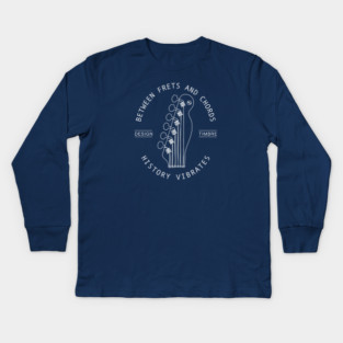 Between Frets and Chords. Dark Vibes Kids Long Sleeve T-Shirt