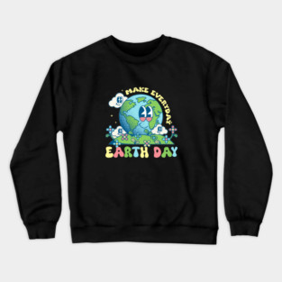 Make Everyday Earth Day – Cute Retro Groovy Planet Crewneck Sweatshirt