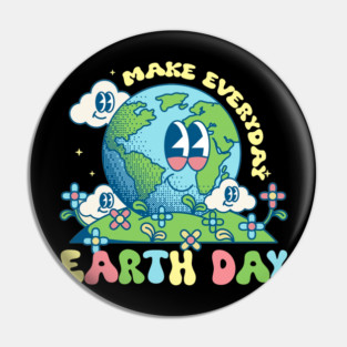 Make Everyday Earth Day – Cute Retro Groovy Planet Pin