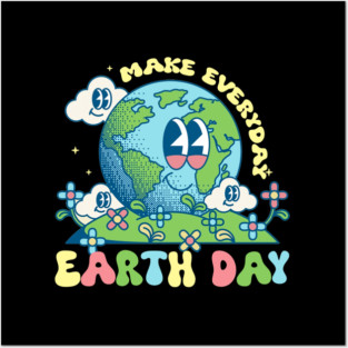 Make Everyday Earth Day – Cute Retro Groovy Planet Posters and Art