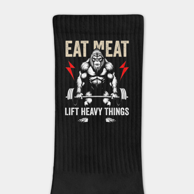 Eat Meat, Lift Heavy - Bigfoot Gym Tee by Otaku Vibes