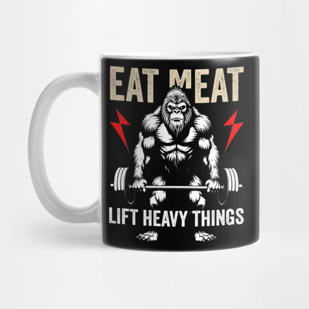Eat Meat, Lift Heavy - Bigfoot Gym Tee by Otaku Vibes