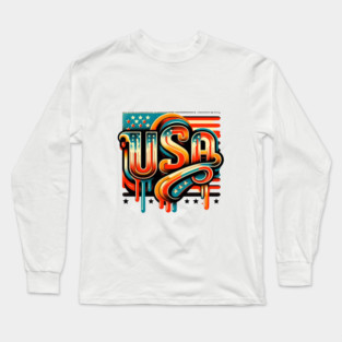 Vintage USA: A Retro Tribute to American Spirit Long Sleeve T-Shirt