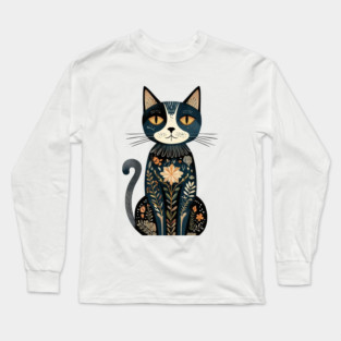 Boho Cat: Free-Spirited Feline Long Sleeve T-Shirt