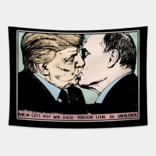 Fraternal Kiss Trump and Putin Tapestry