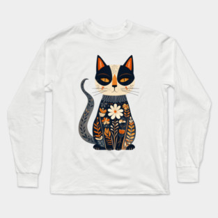 Boho Cat: Free-Spirited Feline Long Sleeve T-Shirt