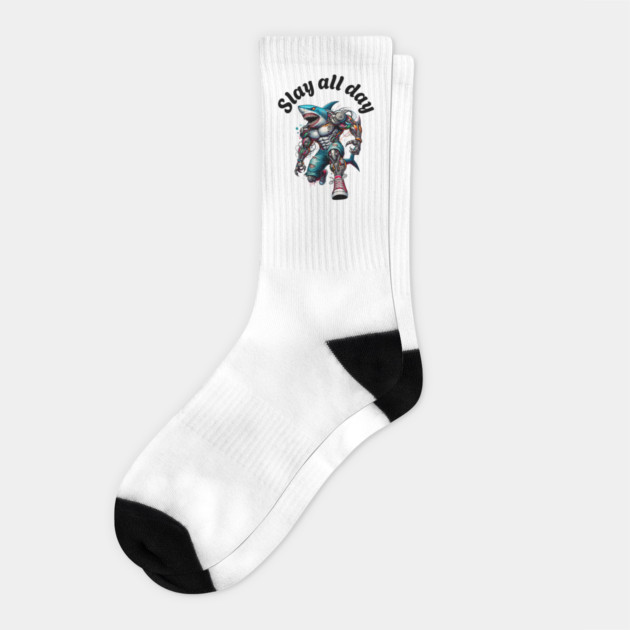 Cyber Shark: Slay All Day Socks by Steve