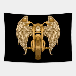 Motorcycle with Angel wings Tapestry