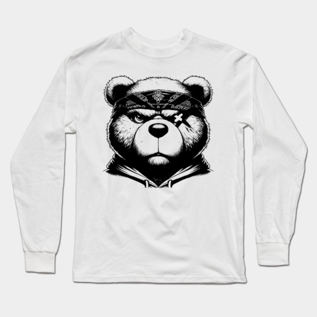 Gangster Teddy Bear Long Sleeve T-Shirt by UrbanLifeApparel
