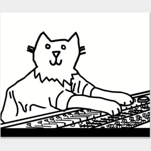 Music Producer Cat in Control of the Mixing Desk Posters and Art