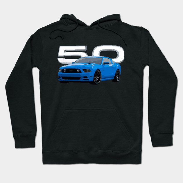 GT Mustang Grabber Blue V8 Classic Ford Mustang Hoodie
