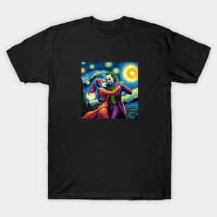 Joker and Harley Quinn in starry night T-Shirt