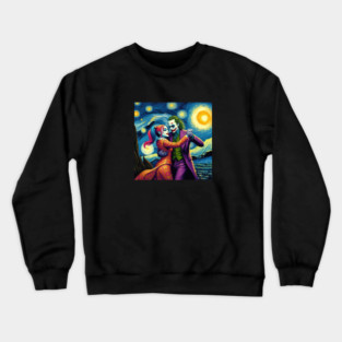 Joker and Harley Quinn in starry night Crewneck Sweatshirt