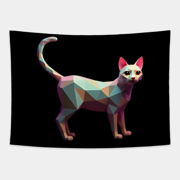 Geometric Cat Art Tapestry by animegirlnft