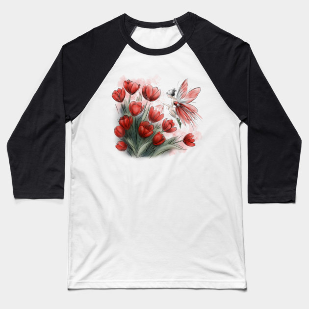 Tulip Fairy Baseball T-Shirt by H. R. Sinclair