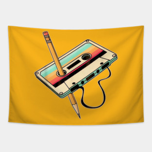 Vintage Cassette Tape Pencil Tapestry