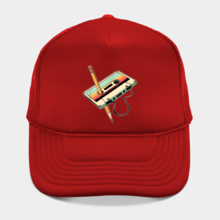 Vintage Cassette Tape Pencil Hat
