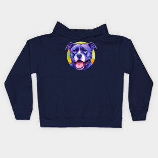 Peppy Purple Pitbull Terrier Dog Kids Hoodie