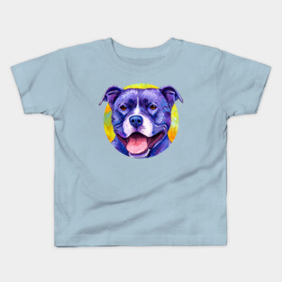 Peppy Purple Pitbull Terrier Dog Kids T-Shirt