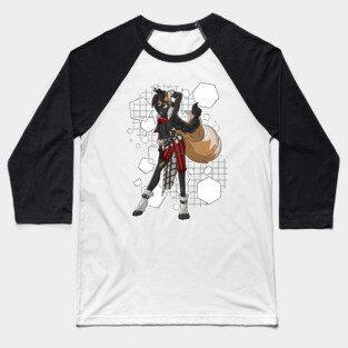 Roxy the sassy Kitsune Fox Girl Baseball T-Shirt