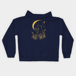 Celestial Bear Under Moonlit Sky – Mystical Wildlife Art Kids Hoodie