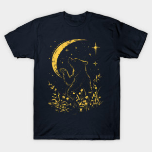 Celestial Bear Under Moonlit Sky – Mystical Wildlife Art T-Shirt