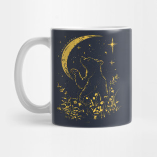 Celestial Bear Under Moonlit Sky – Mystical Wildlife Art Mug