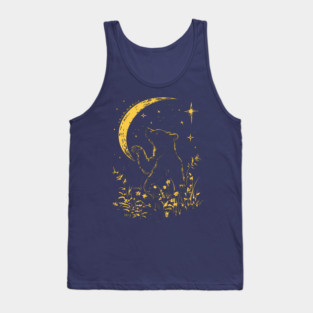 Celestial Bear Under Moonlit Sky – Mystical Wildlife Art Tank Top