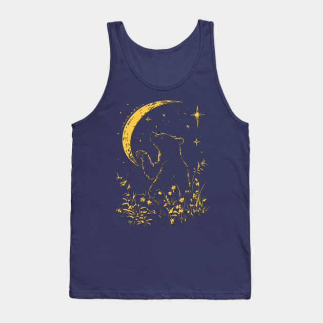 Celestial Bear Under Moonlit Sky – Mystical Wildlife Art Tank Top by TuncGK