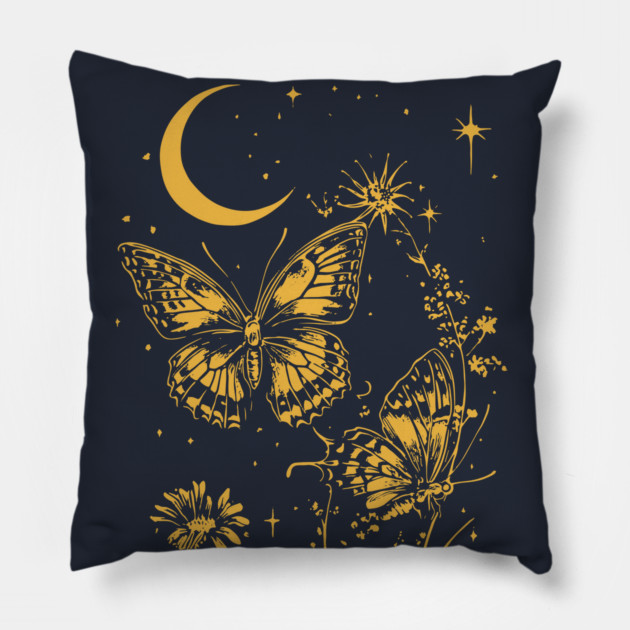 Romantic Butterfly Pair – Celestial Garden Dreamscape Pillow by TuncGK
