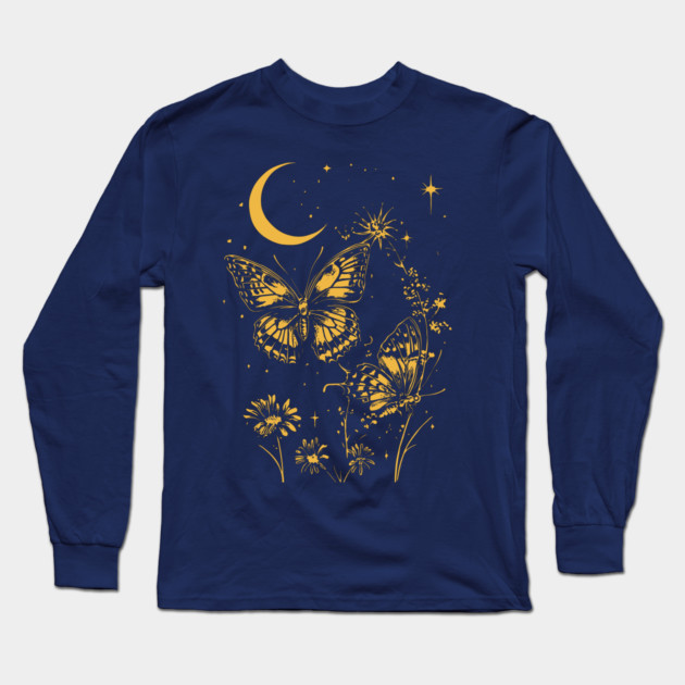 Romantic Butterfly Pair – Celestial Garden Dreamscape Long Sleeve T-Shirt by TuncGK