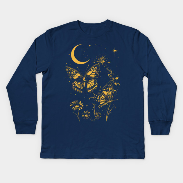 Romantic Butterfly Pair – Celestial Garden Dreamscape Kids Long Sleeve T-Shirt by TuncGK